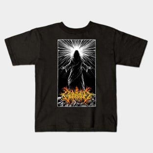 God is Love Redeemer  death metal design (orange) Kids T-Shirt